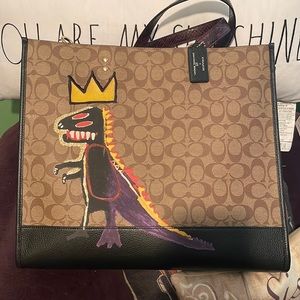 Coach tote bag, Jean Michel Basquiat art, new with tags